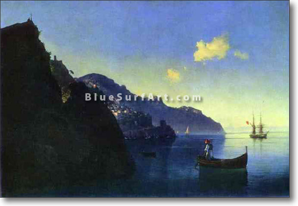 The Coast at Amalfi by Ivan Aivazovsky Reproduction Painting by Blue Surf Art