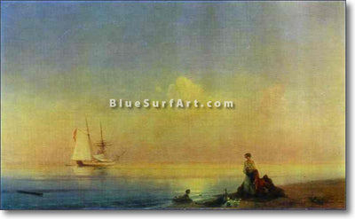 Seashore. Calm by Ivan Aivazovsky Reproduction Painting by Blue Surf Art