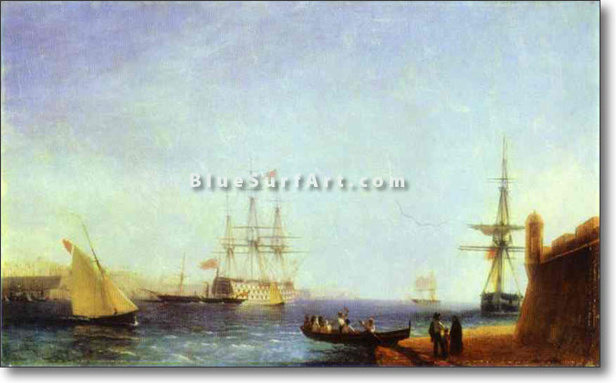 Malta. Valetto Harbour by Ivan Aivazovsky Reproduction Painting by Blue Surf Art