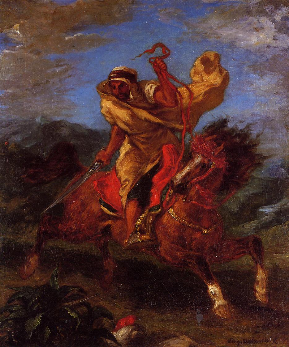 An Arab Horseman at the Gallop by Eugène Delacroix Reproduction Painting by Blue Surf Art