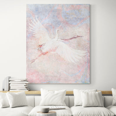 Asian Wall Art Decor, Cranes canvas art - living room