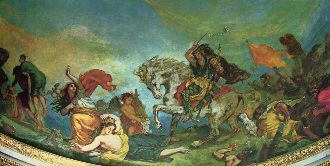 Attila and his Hordes Overrun Italy and the Arts by Eugène Delacroix Reproduction Painting by Blue Surf Art