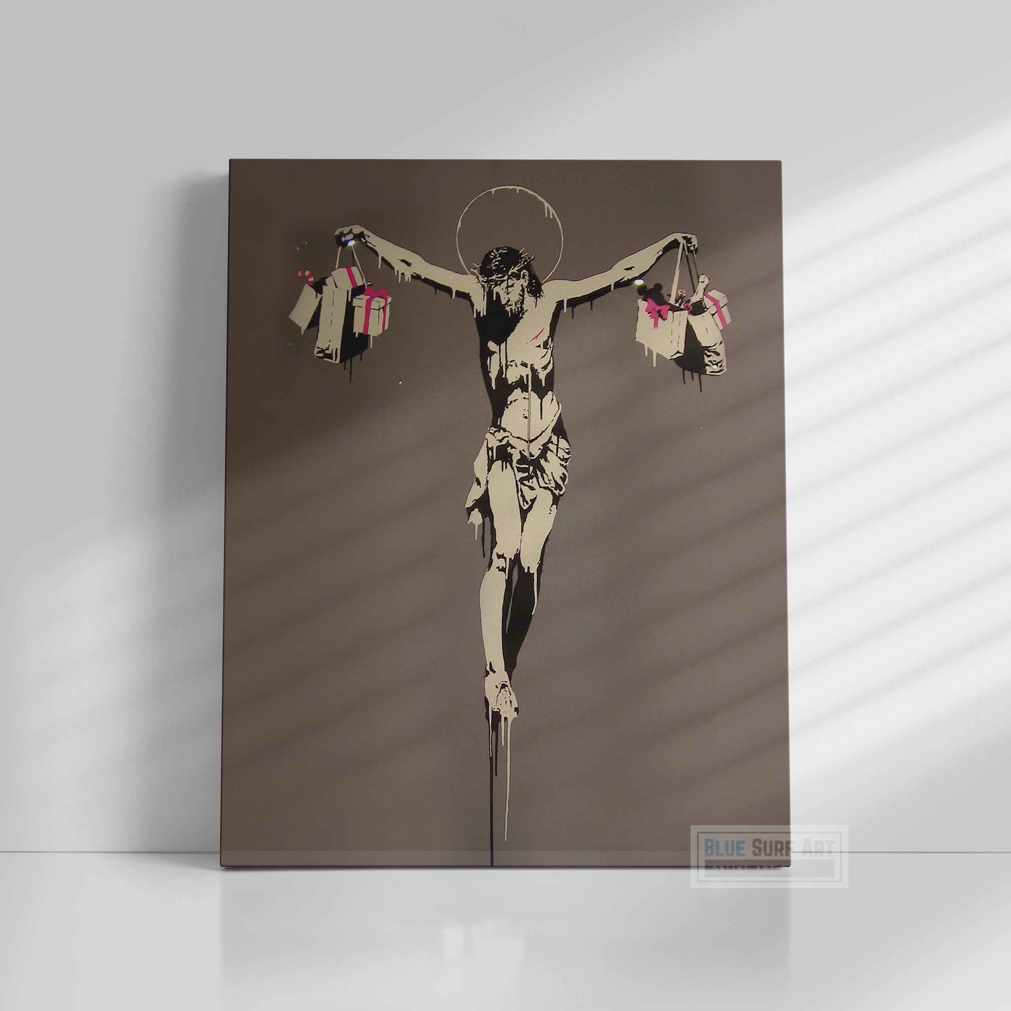 Banksy Shopping Jesus Street Art Original Oil Painting 100% Handmade Art for Sale