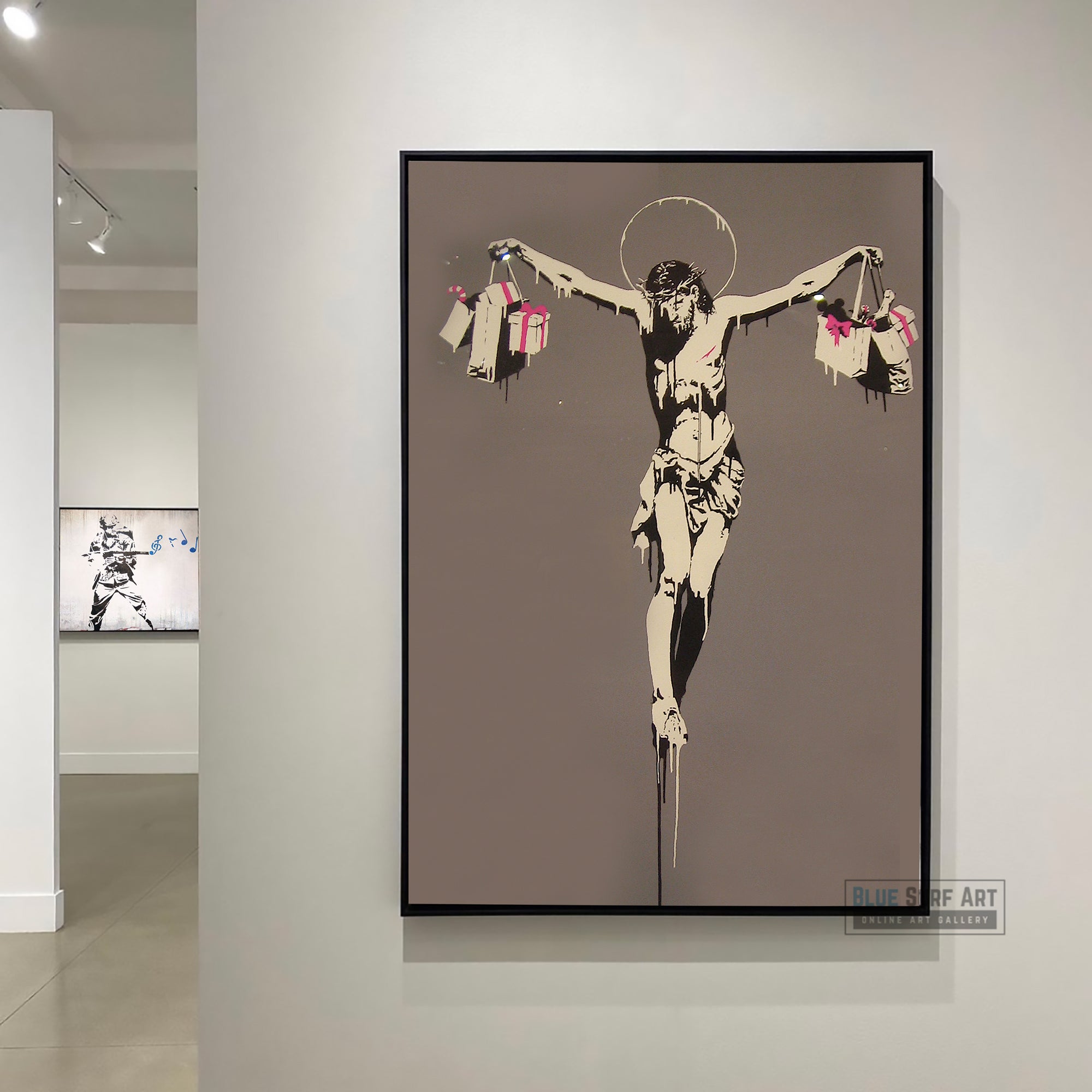 Banksy Shopping Jesus Street Art Original Oil Painting 100% Handmade Art for Sale