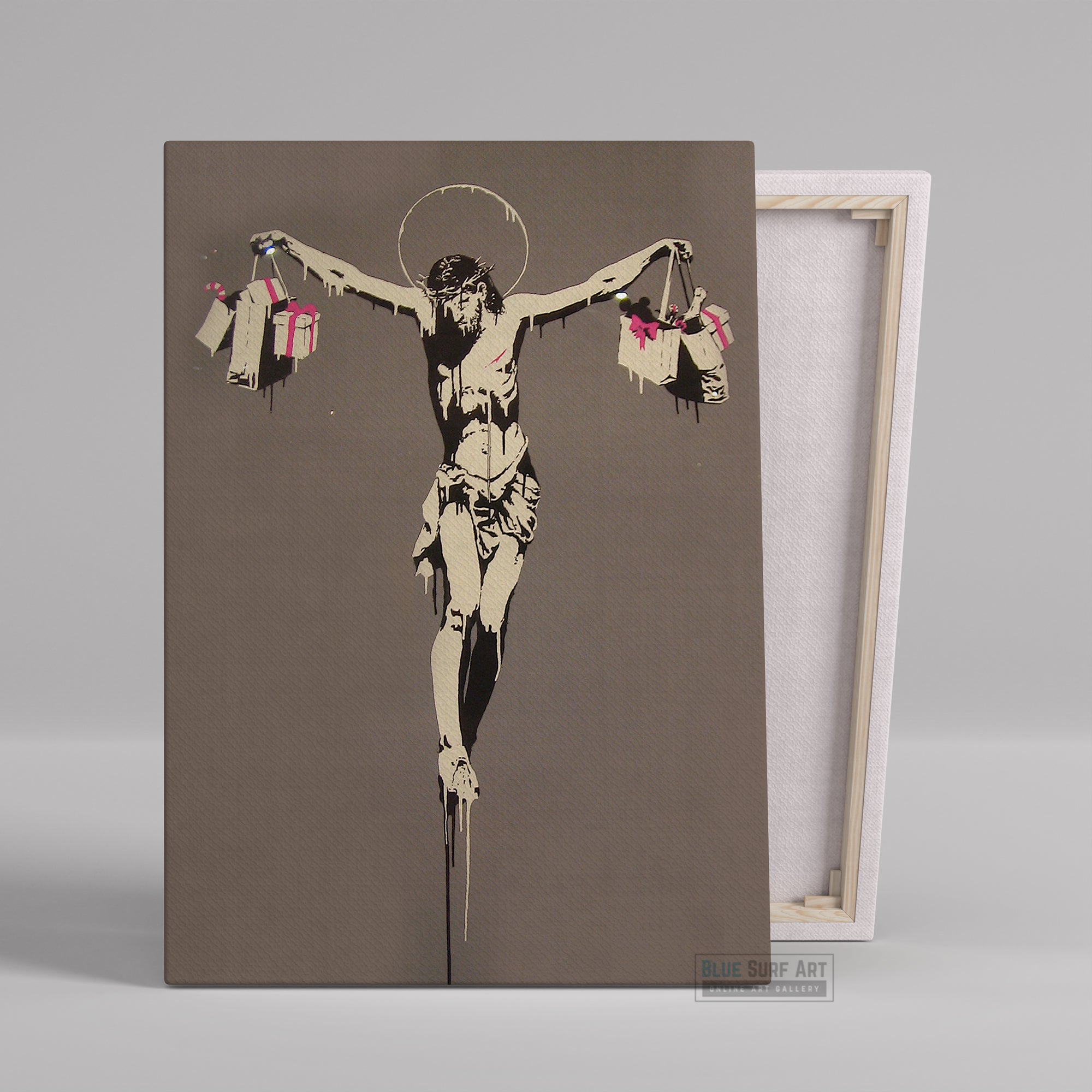 Banksy Shopping Jesus Street Art Original Oil Painting 100% Handmade Art for Sale