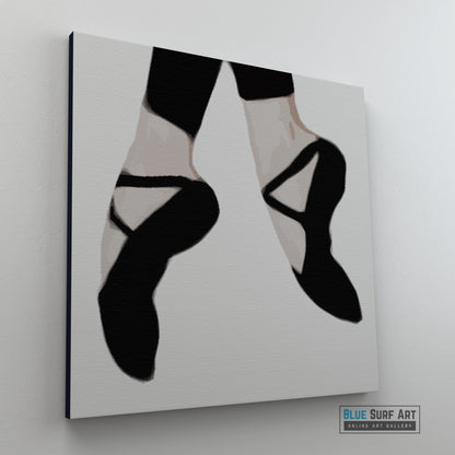 Black Ballet Shoes Wall Art Home Decor, 100% Oil Painting on Canvas