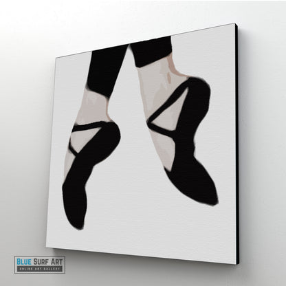 Black Ballet Shoes Wall Art Home Decor, 100% Oil Painting on Canvas