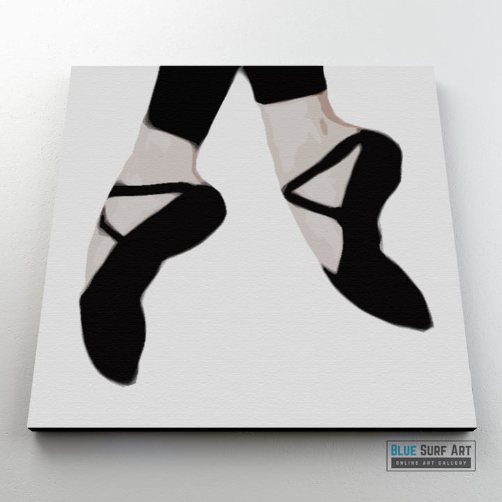 Black Ballet Shoes Wall Art Home Decor, 100% Oil Painting on Canvas