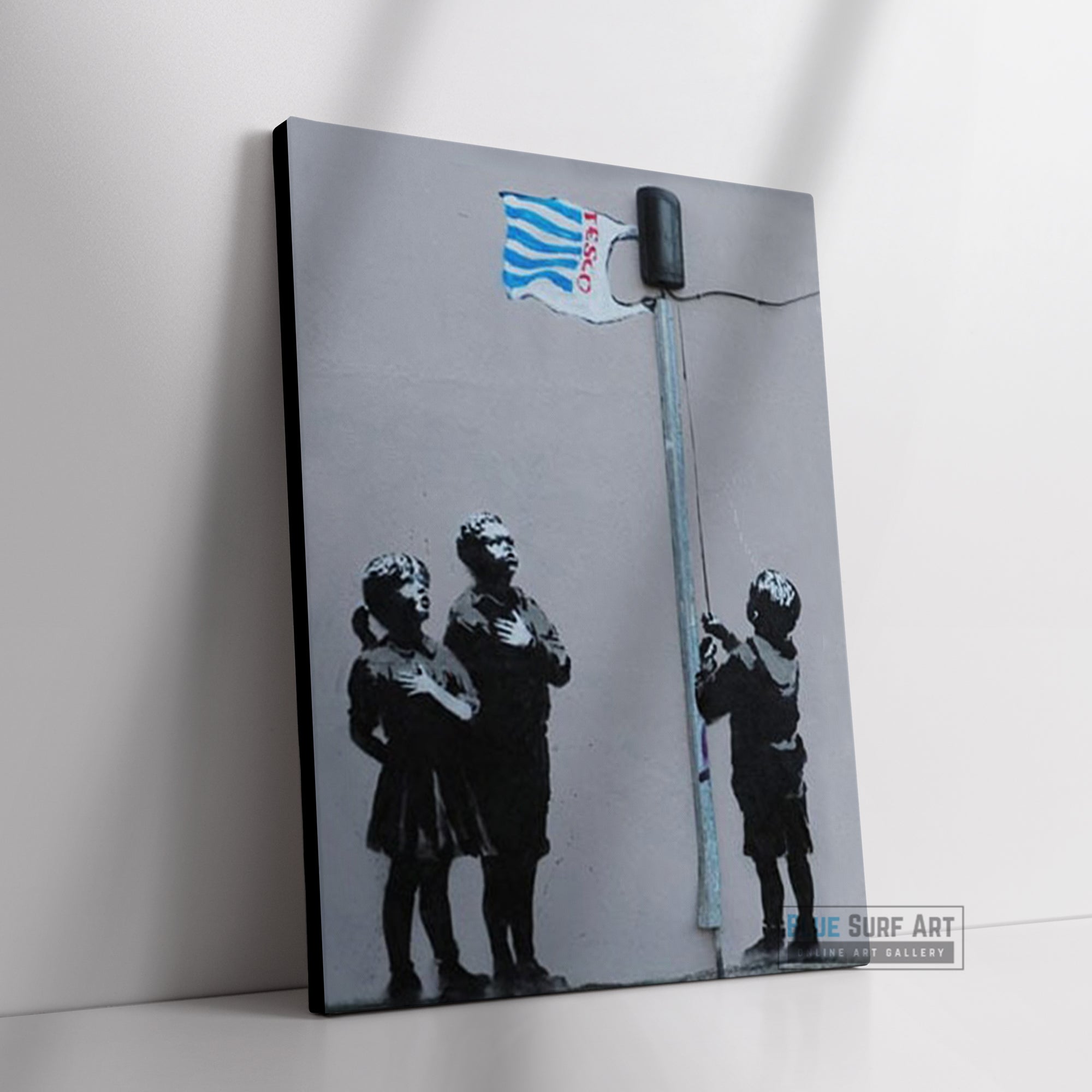 Banksy Ban Plastic Bag, Street Art Handmade Original Oil on Canvas