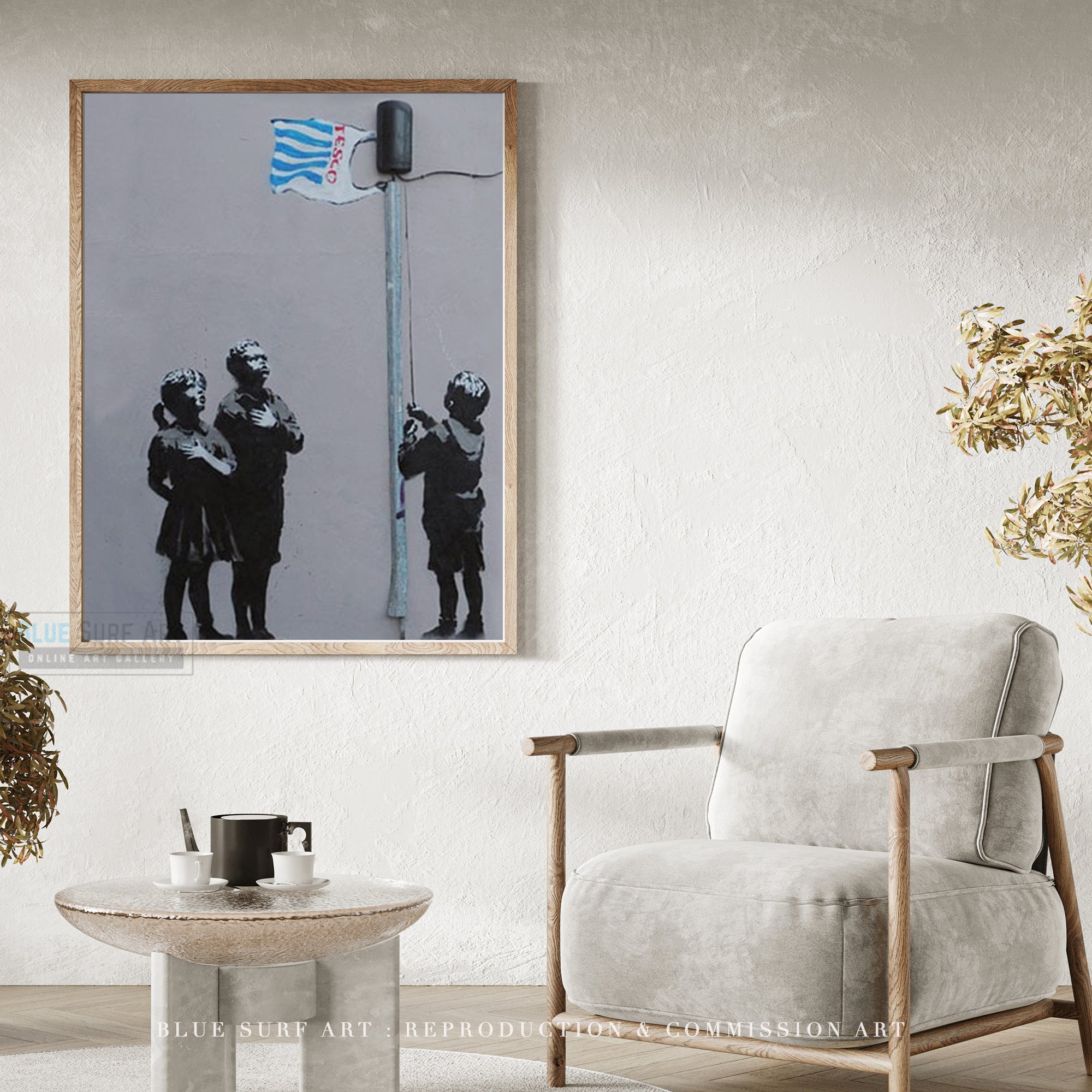 Banksy Ban Plastic Bag, Street Art Handmade Original Oil on Canvas by Blue Surf Art