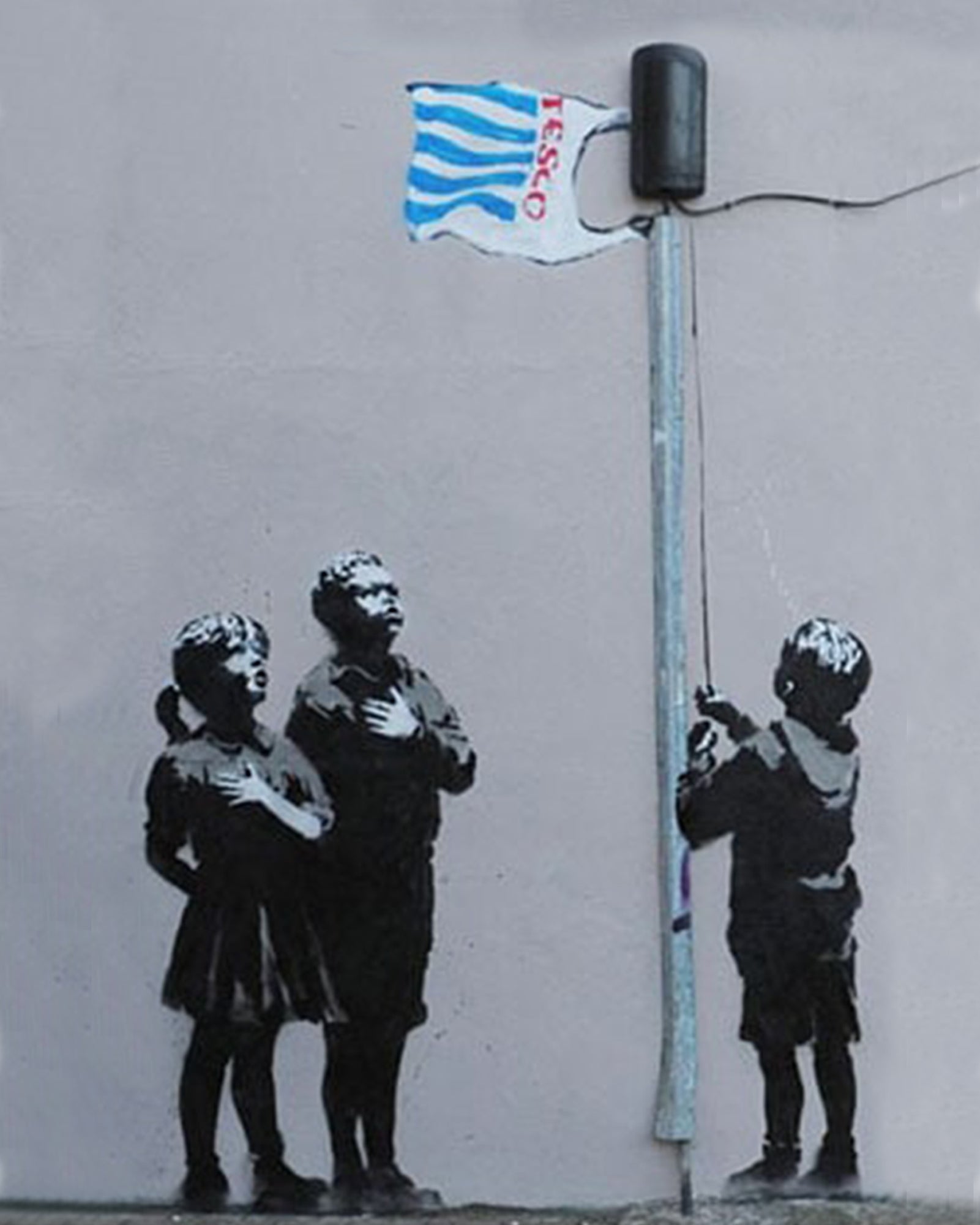 Banksy Ban Plastic Bag, Street Art Handmade Original Oil on Canvas by Blue Surf Art