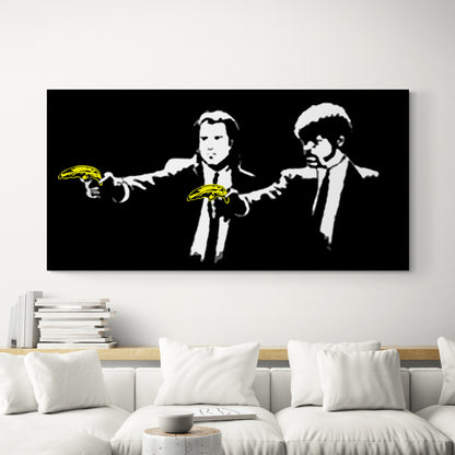 Banksy Banana Fiction Street Art. Banksy wall art, banksy canvas art, banksy painting, banana banksy canvas painting