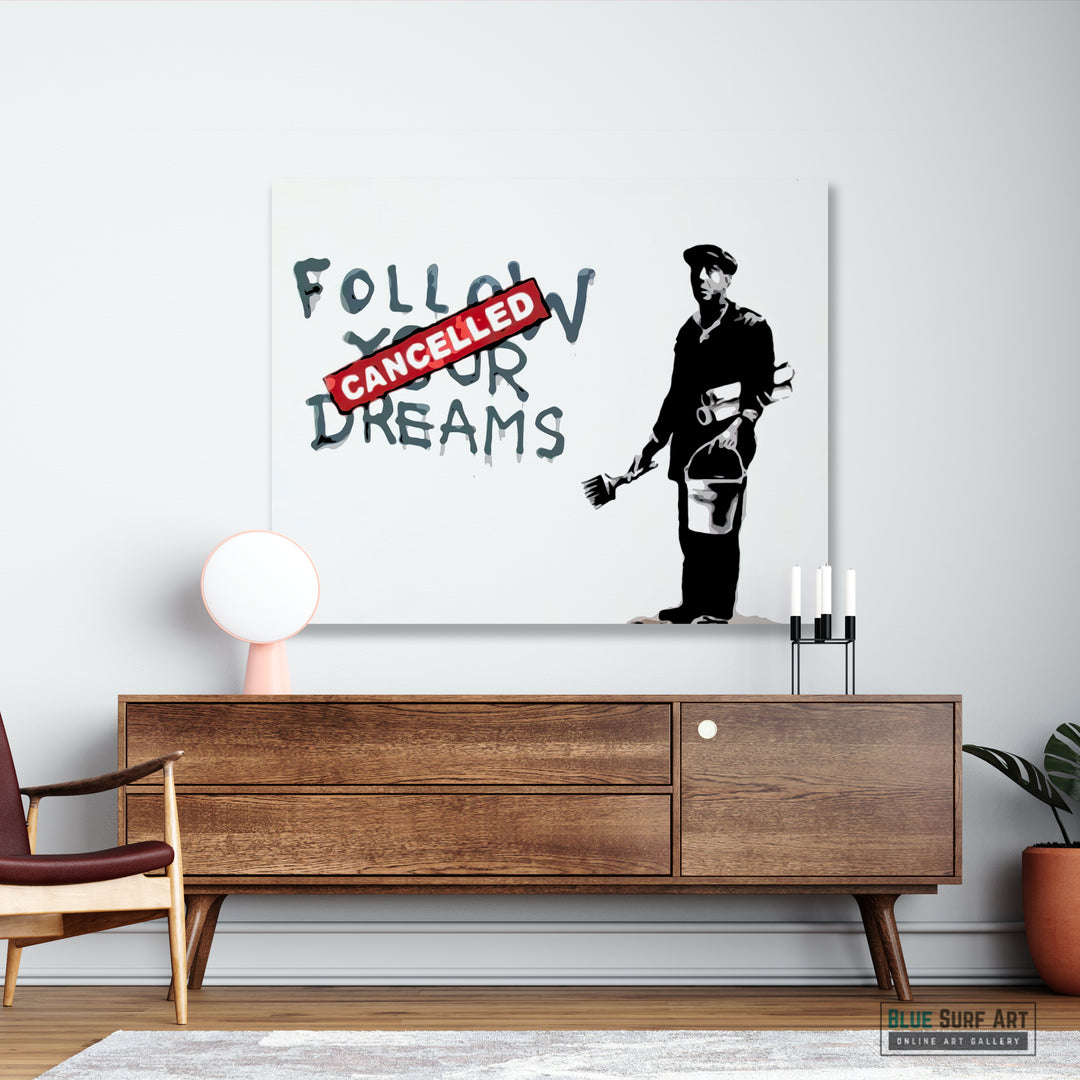 Banksy Follow Your Dreams, Banksy Street Art Painting, Oil on Canvas