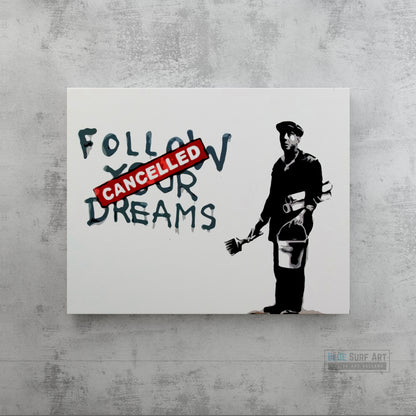 Banksy Follow Your Dreams, Banksy Street Art Painting, Oil on Canvas