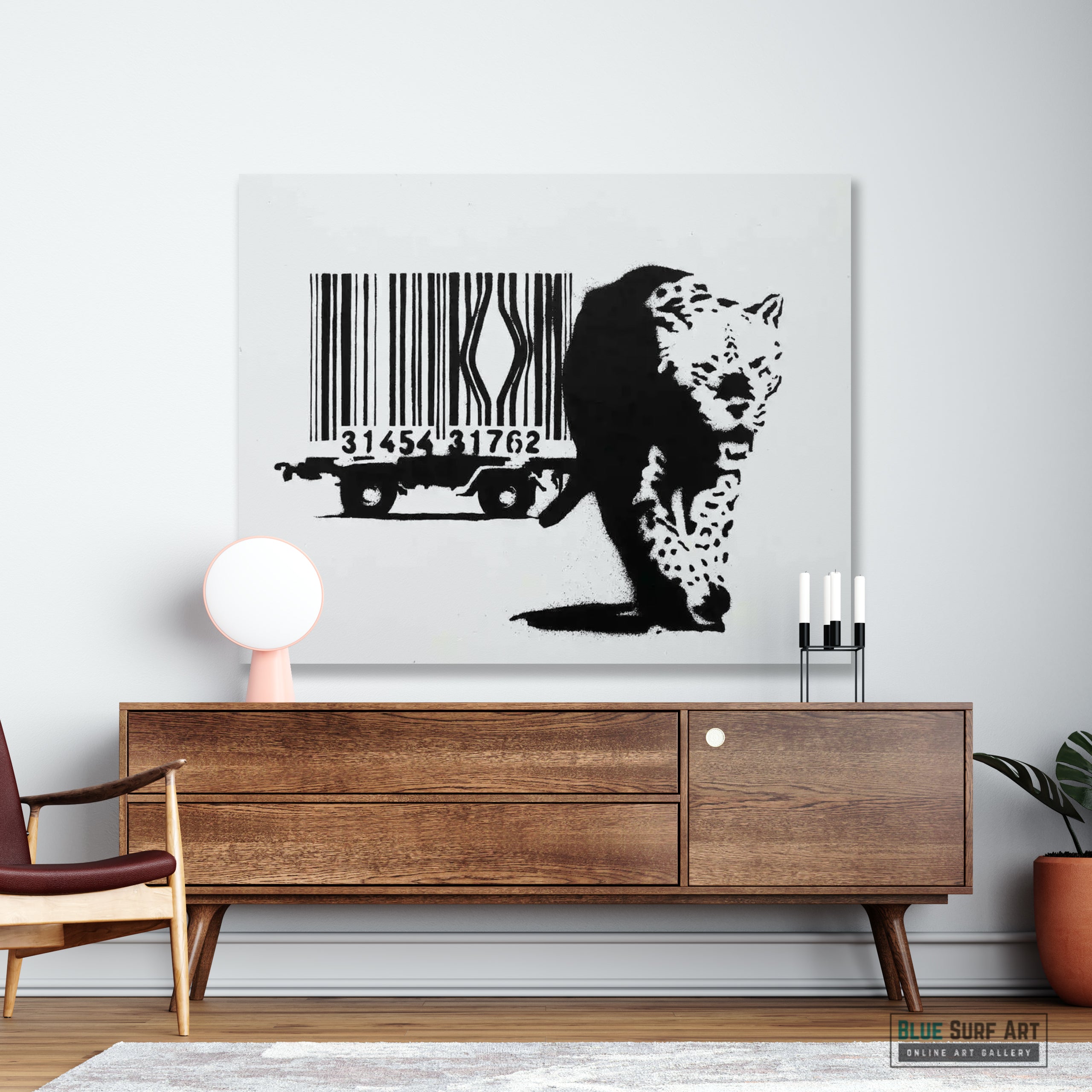 Barcode Tiger Banksy Art, Graffiti Original Handmade Art