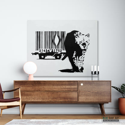 Barcode Tiger Banksy Art, Graffiti Original Handmade Art