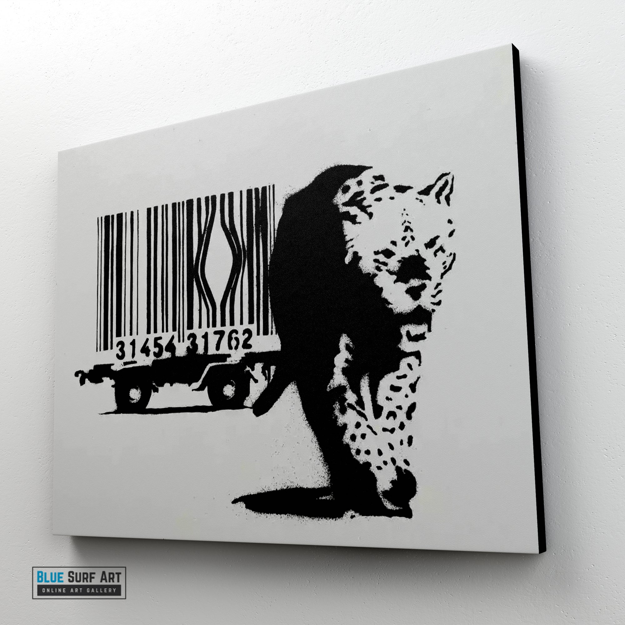 Barcode Tiger Banksy Art, Graffiti Original Handmade Art