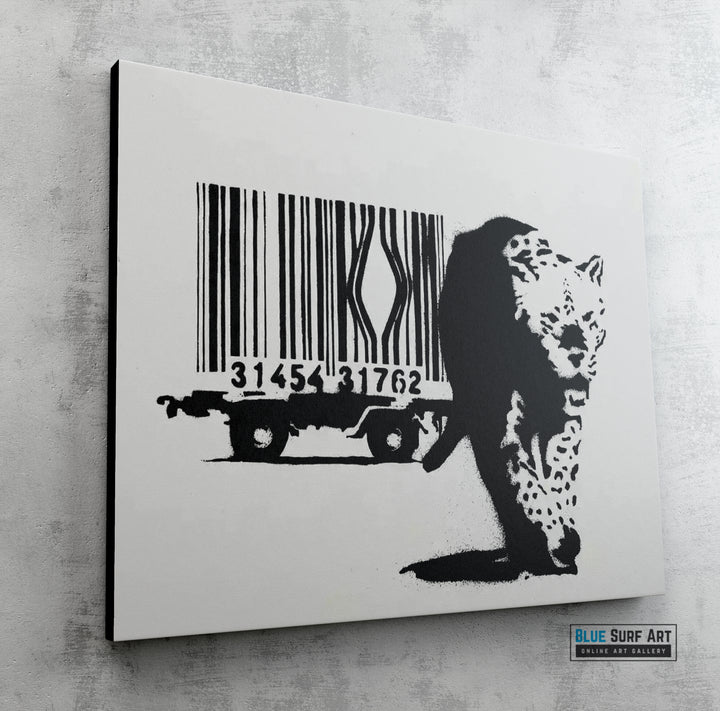 Barcode Tiger Banksy Art, Graffiti Original Handmade Art