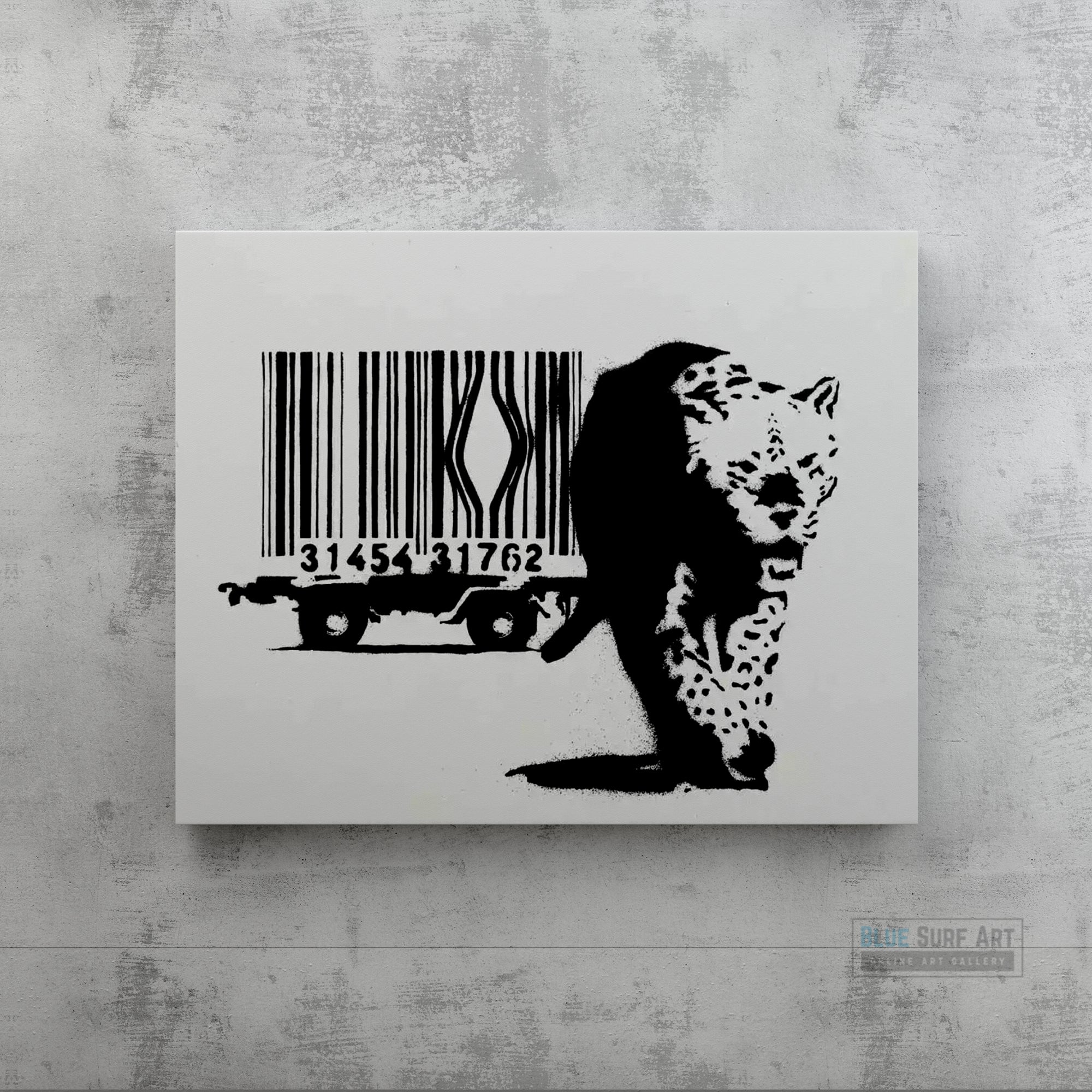Barcode Tiger Banksy Art, Graffiti Original Handmade Art