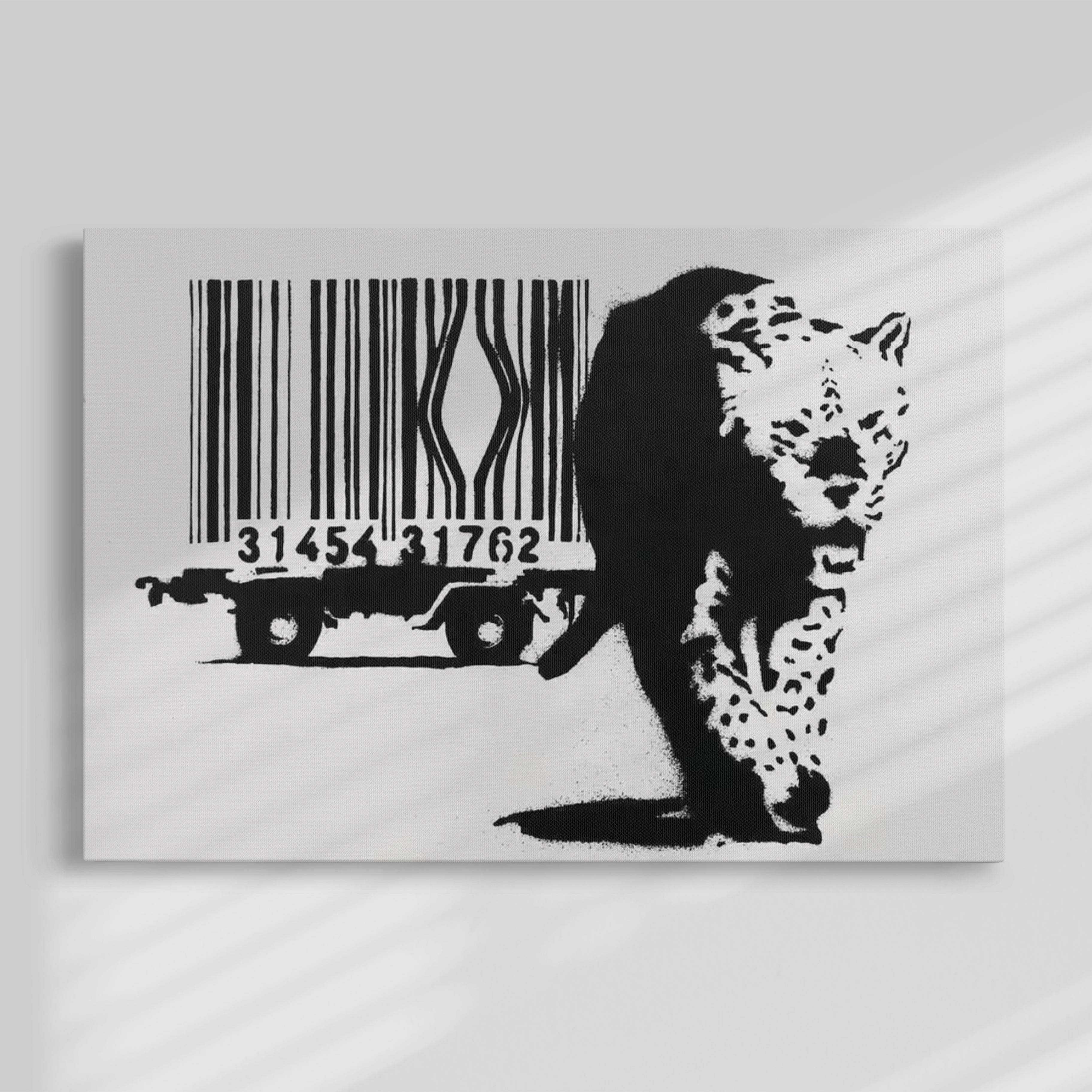 Banksy Barcode Tiger Painting by Blue Surf Art
