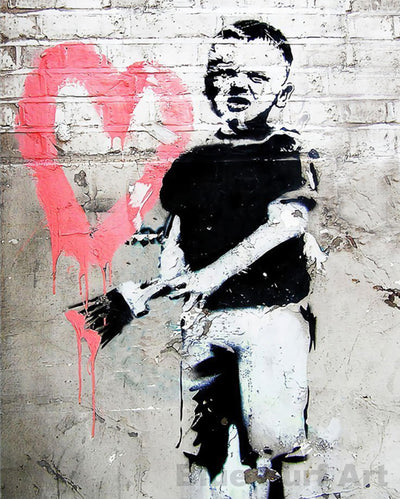 Banksy Boy Painting Heart Street Art Painting for Sale Original Handmade Art