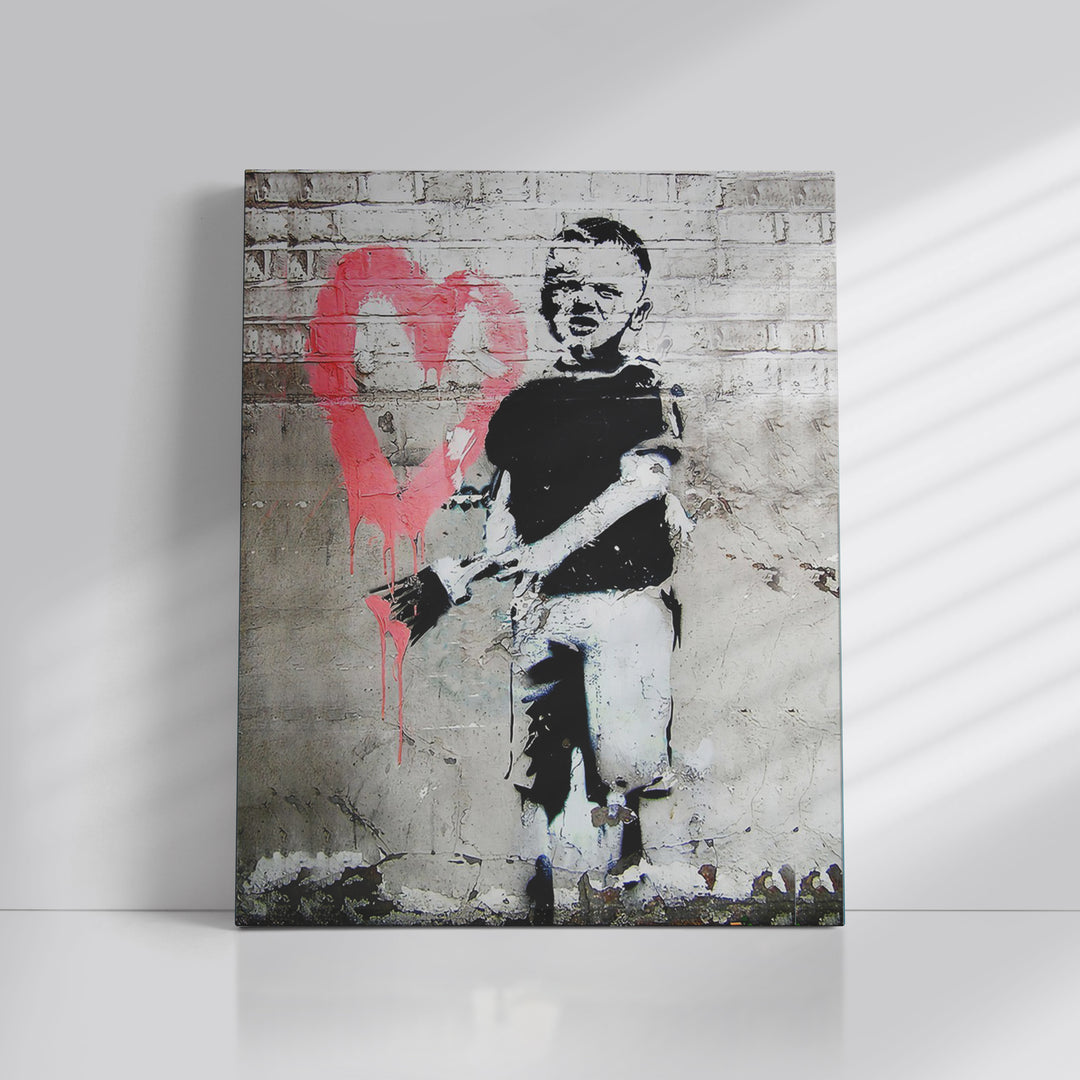 Banksy Boy Painting Heart Street Art Painting