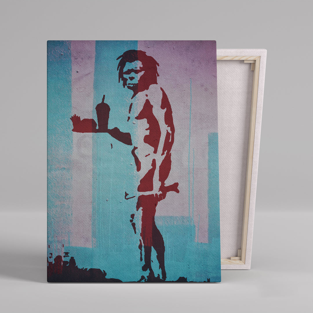 Banksy Caveman Holding Fastfood painting by Blue Surf Art