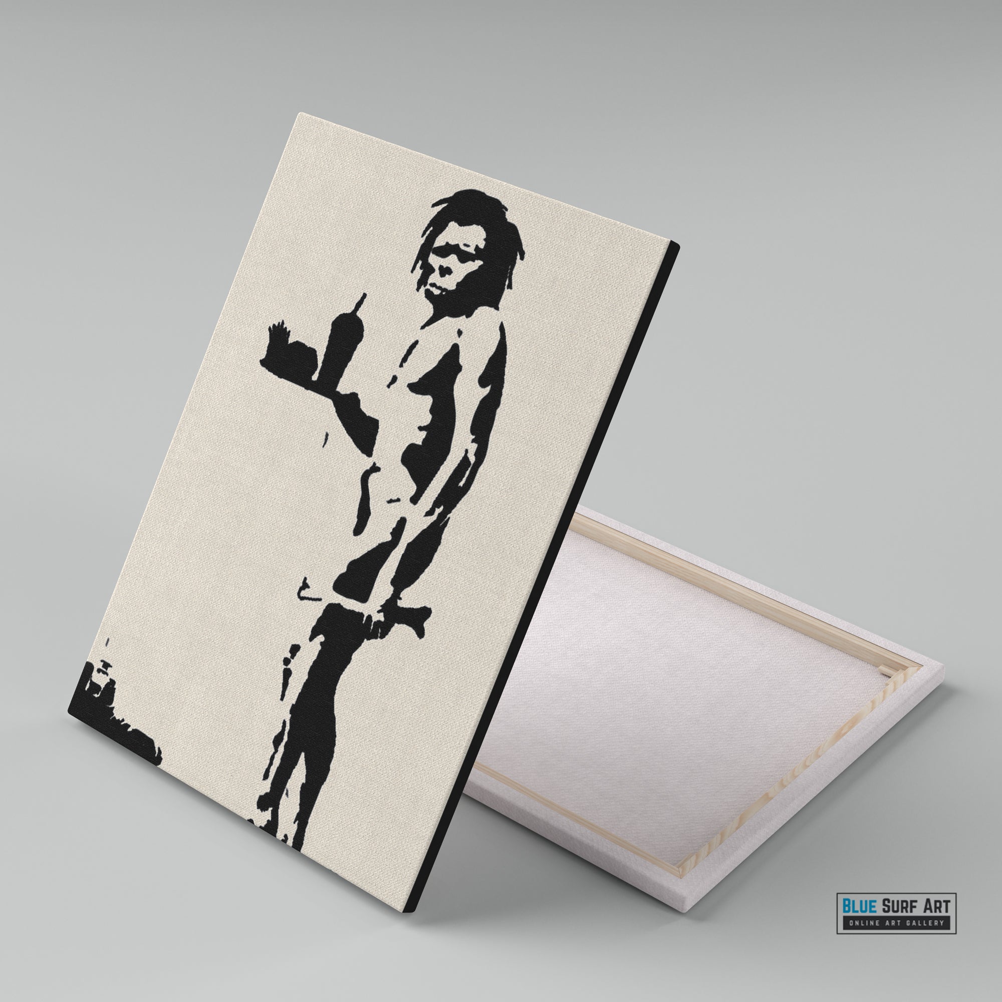 Banksy caveman wall art, banksy canvas art painting, banksy handmade painting, street art painting, fast-food caveman 