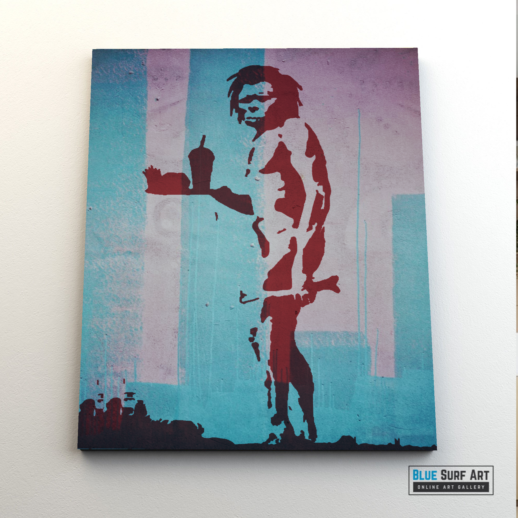 Banksy Caveman with Fast-food