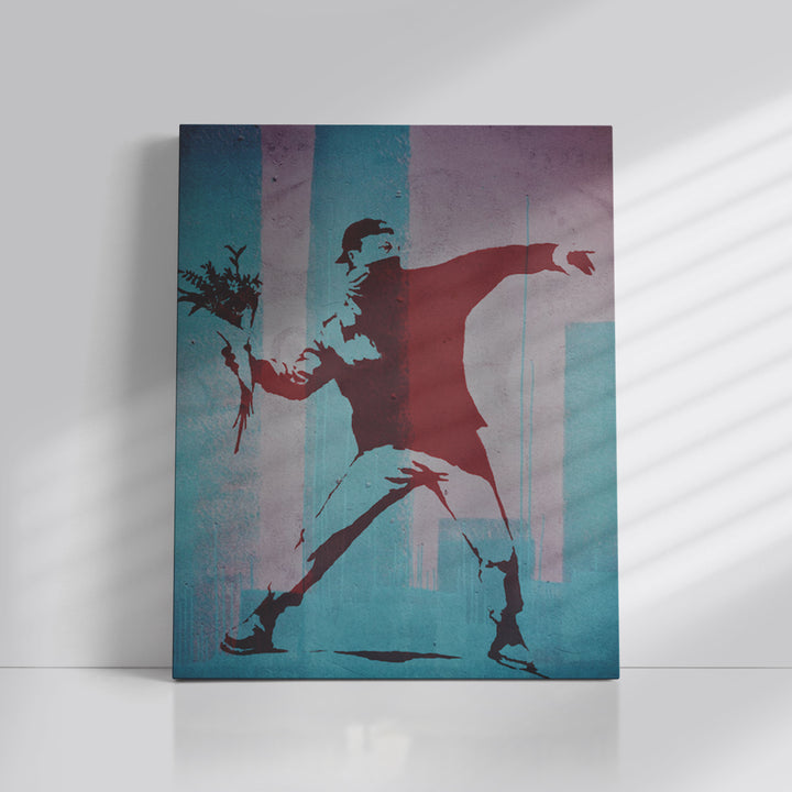 Banksy Flower Thrower Painting by Blue Surf Art