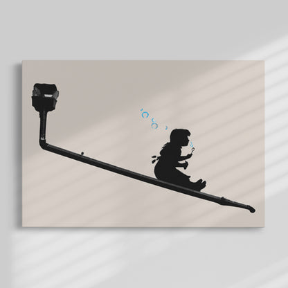 Banksy Slide Girl Slide Painting by Blue Surf Art