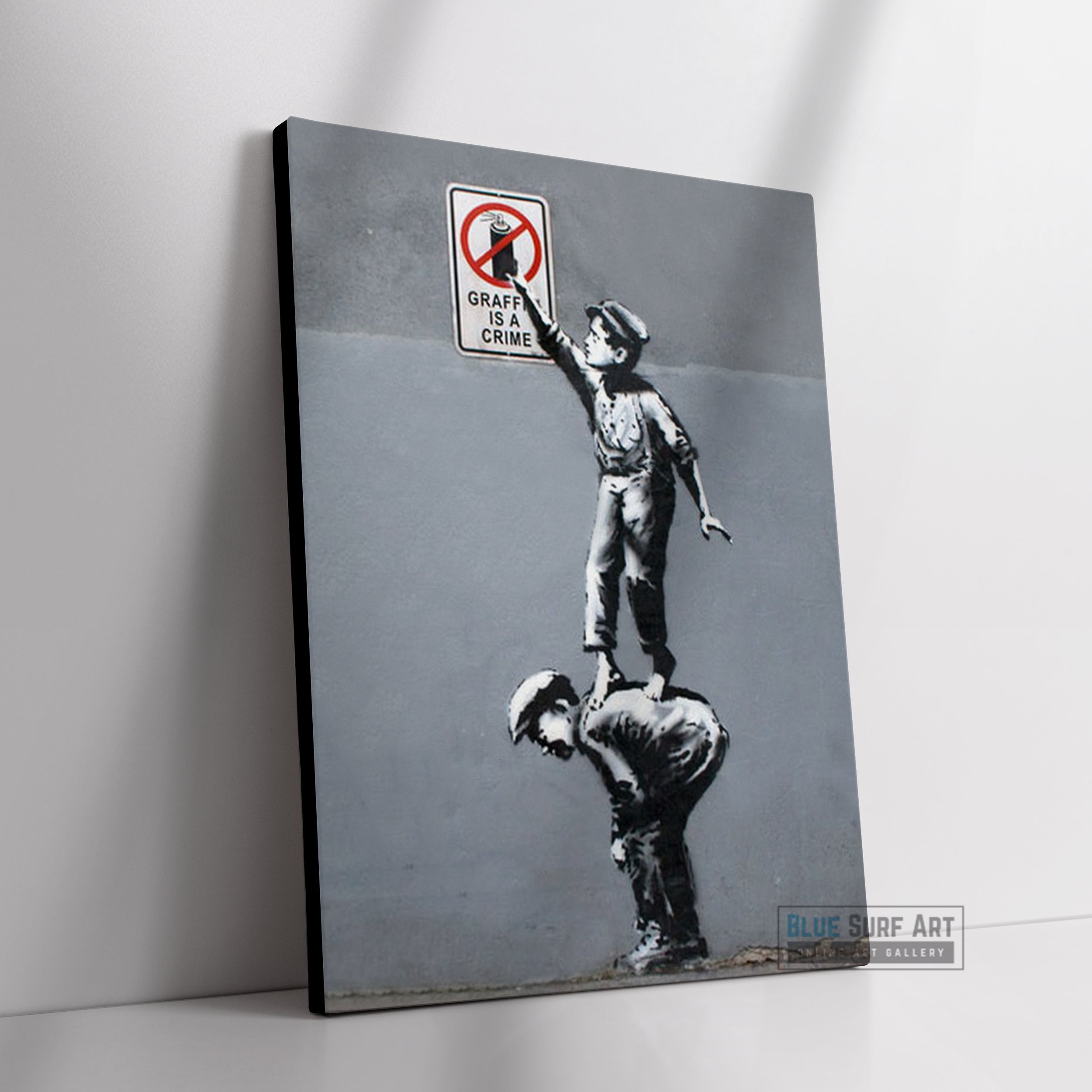 Banksy Graffiti Is a Crime Wall Art, Street Art Handmade Original Oil on Canvas 2