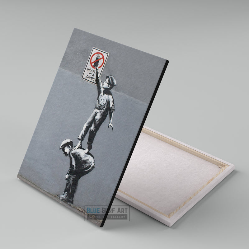 Banksy Graffiti Is a Crime Wall Art, Street Art Handmade Original Oil on Canvas 3