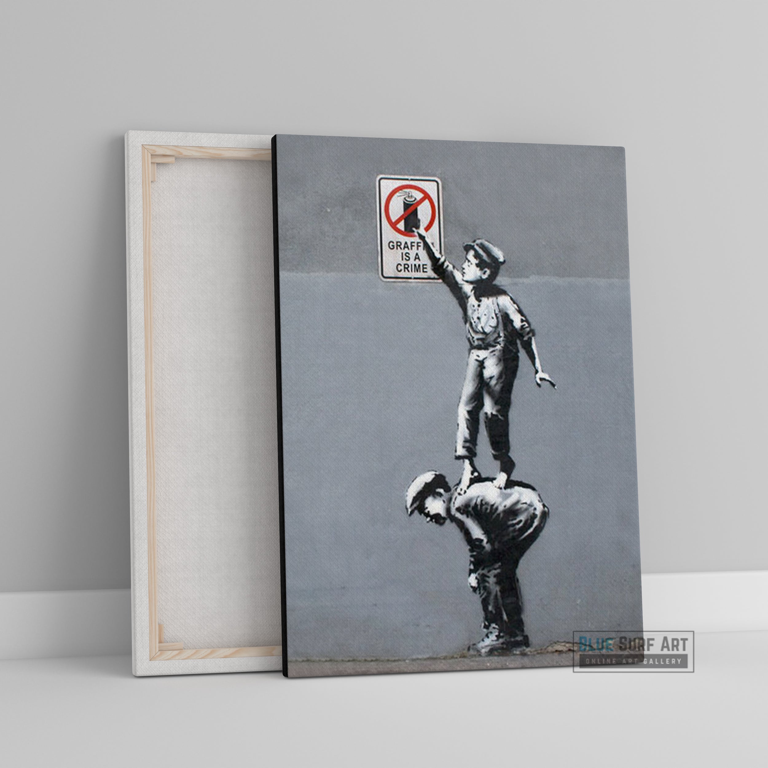 Banksy Graffiti Is a Crime Wall Art, Street Art Handmade Original Oil on Canvas 4
