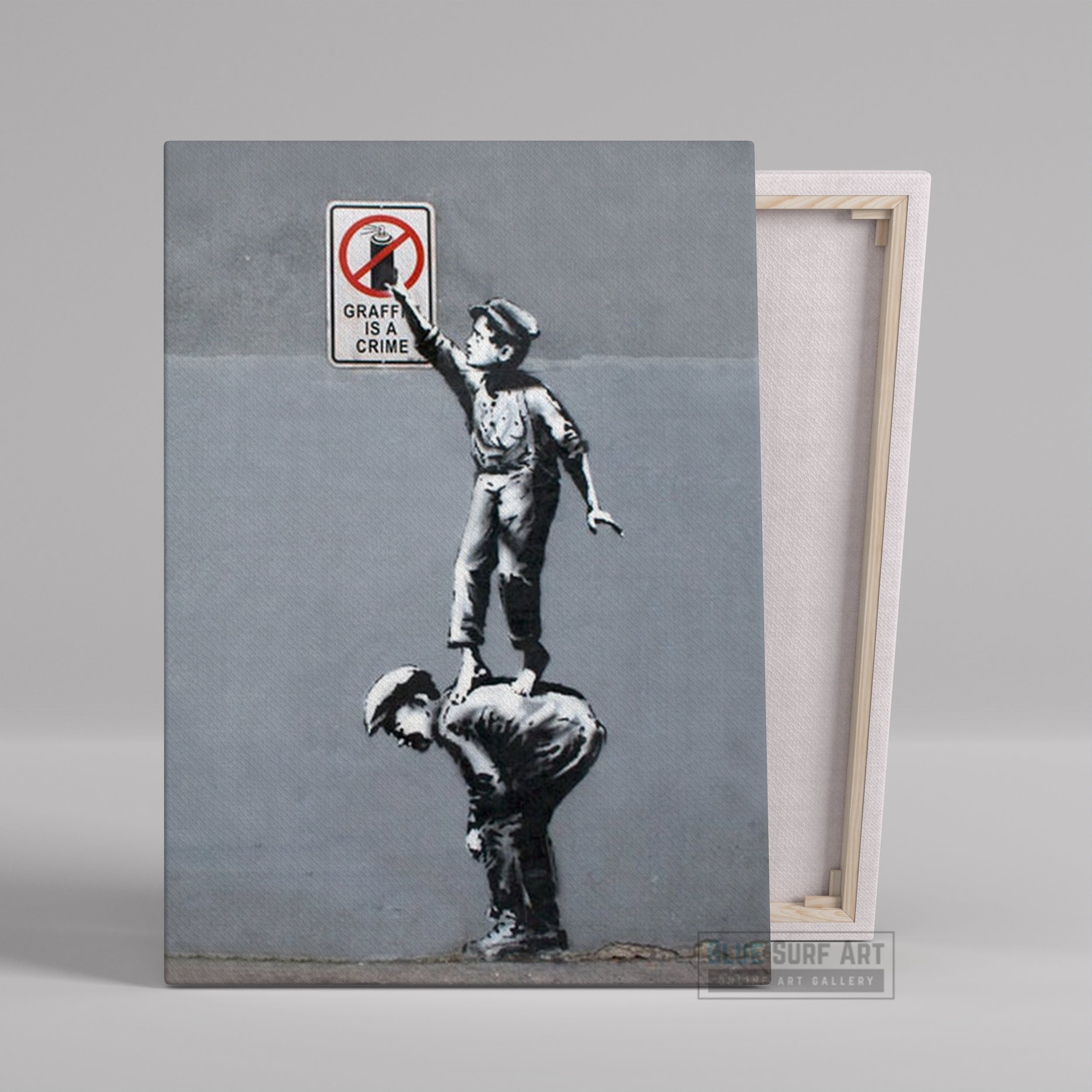 Banksy Graffiti Is a Crime Wall Art, Street Art Handmade Original Oil on Canvas 5