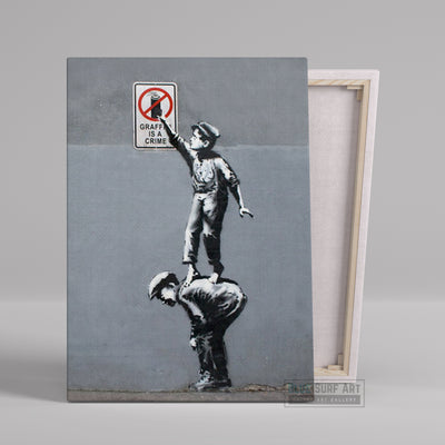 Banksy Graffiti Is a Crime Wall Art, Street Art Handmade Original Oil on Canvas 5