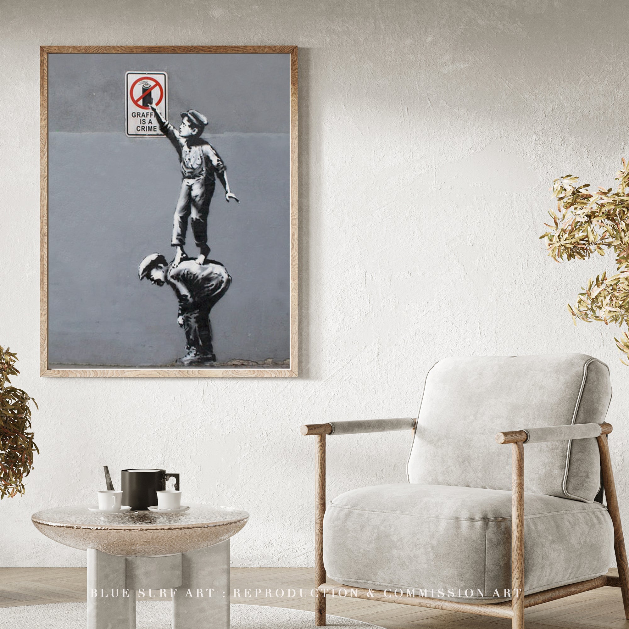 Banksy Graffiti Is a Crime Wall Art, Street Art Handmade Original Oil on Canvas 8