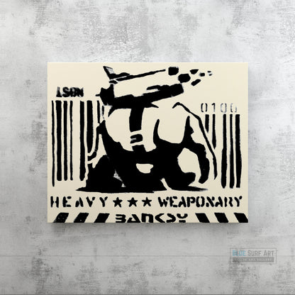 Banksy Elephant Heavy Weapoxary, Banksy Street Art Painting, street art canvas, handmade street art