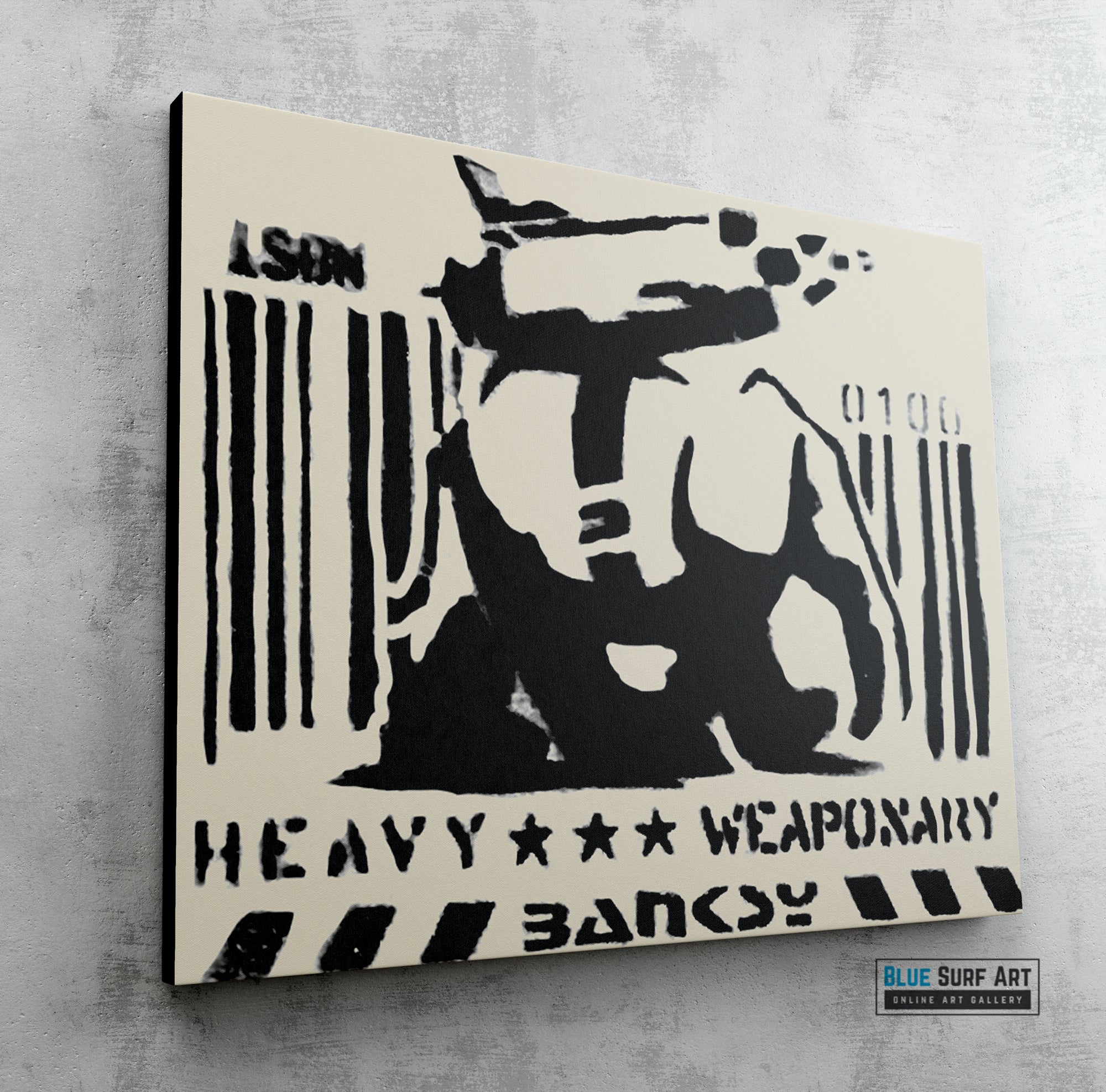 Banksy Elephant Heavy Weapoxary, Banksy Street Art Painting, street art canvas, handmade street art