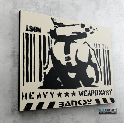Banksy Elephant Heavy Weapoxary, Banksy Street Art Painting, street art canvas, handmade street art