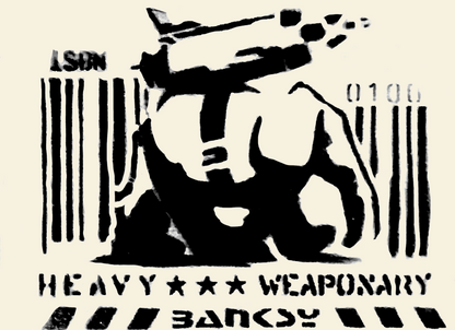 Banksy Elephant Heavy Weapoxary, Banksy Street Art Painting, street art canvas, handmade street art