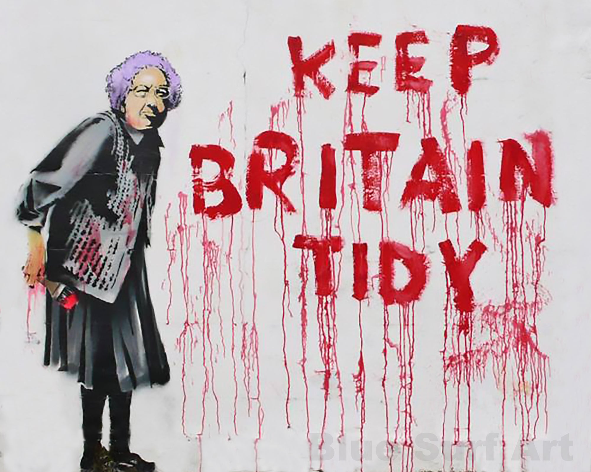 Keep Britain Tidy Street Art Original Oil Painting 100% Handmade Art for Sale