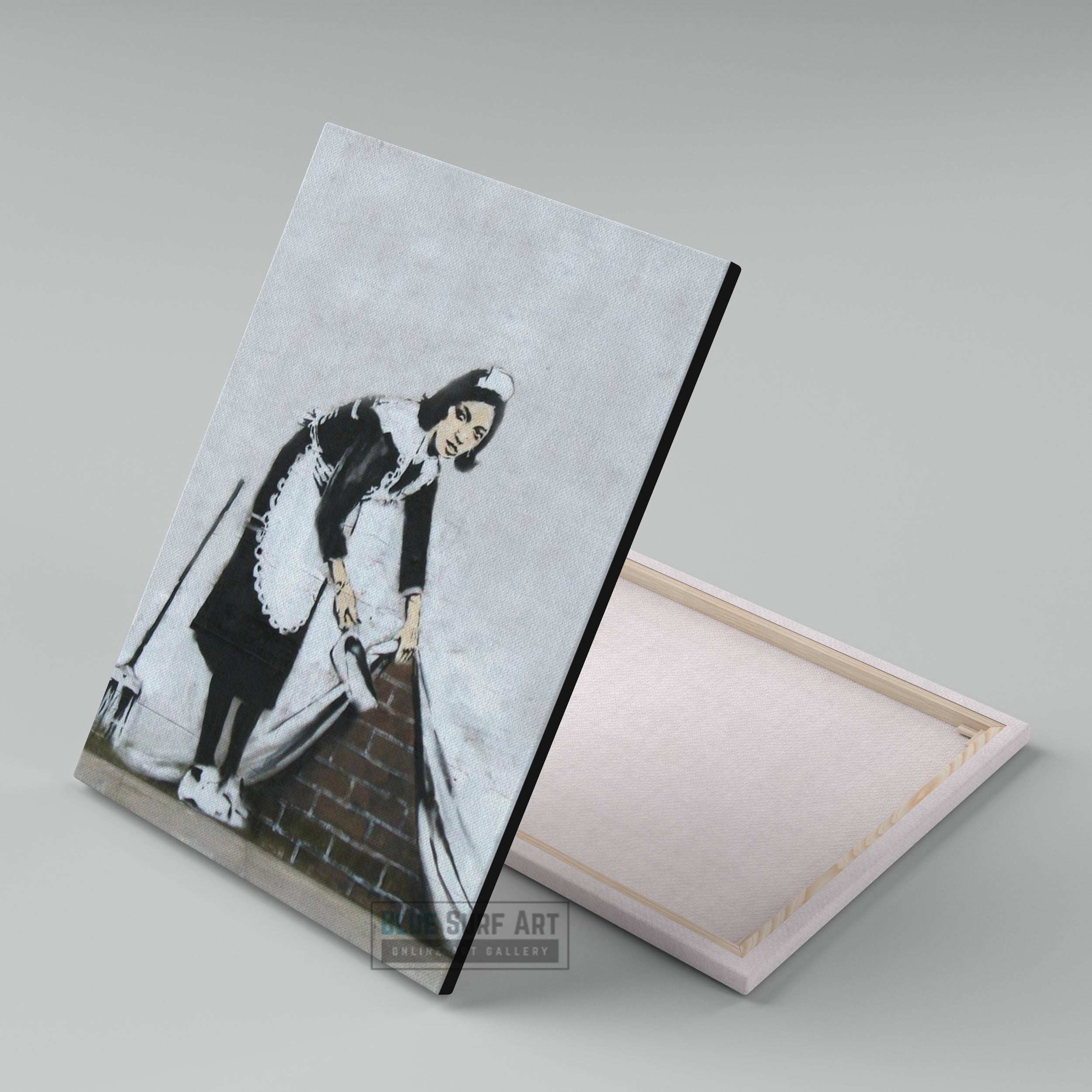 Banksy Maid Wall Street Art Handmade Original Oil on Canvas Street Art - showcase