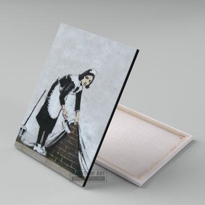 Banksy Maid Wall Street Art Handmade Original Oil on Canvas Street Art - showcase