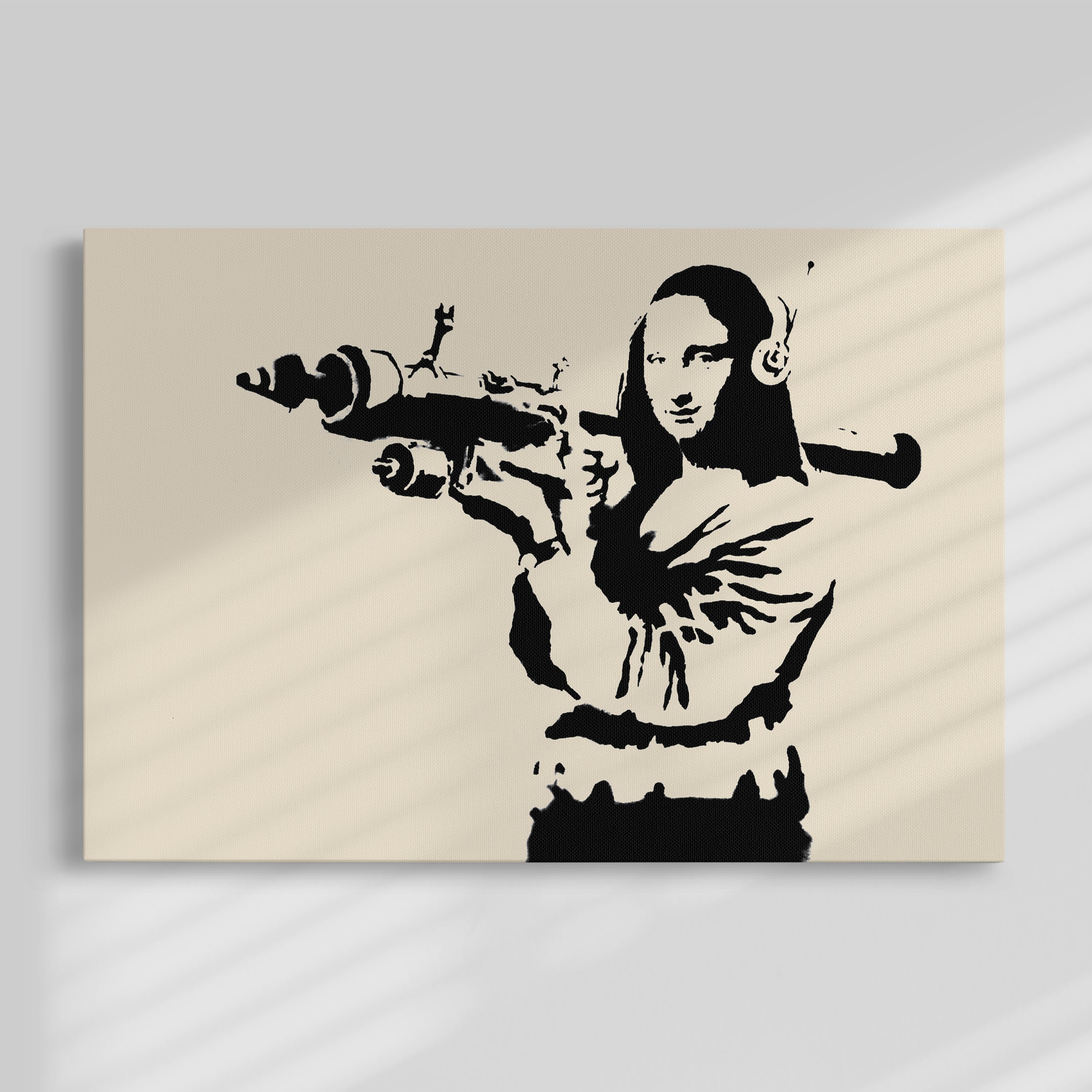 Mona Lisa Rocket Launcher, Banksy Street Art, Famous Banksy Wall