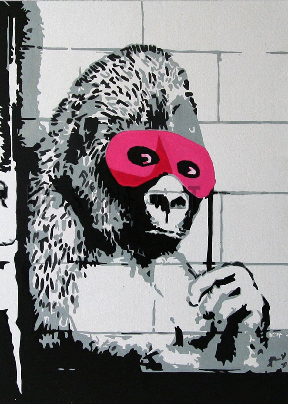 banksy monkey street art handmade original oil on canvas for sale