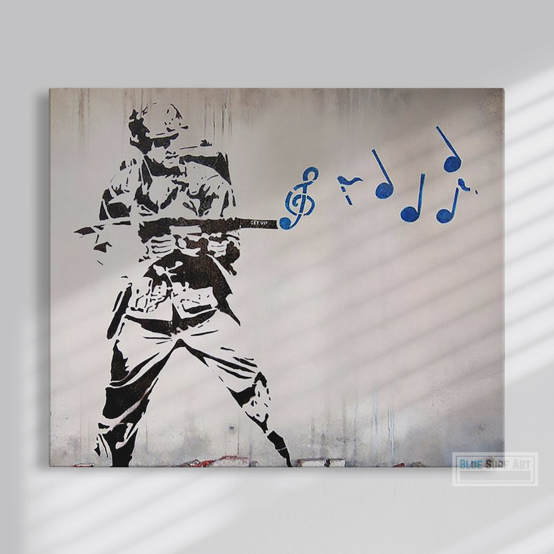 Banksy Music Soldier Street Art Wall Art for Sale Original Handmade Oil on Canvas