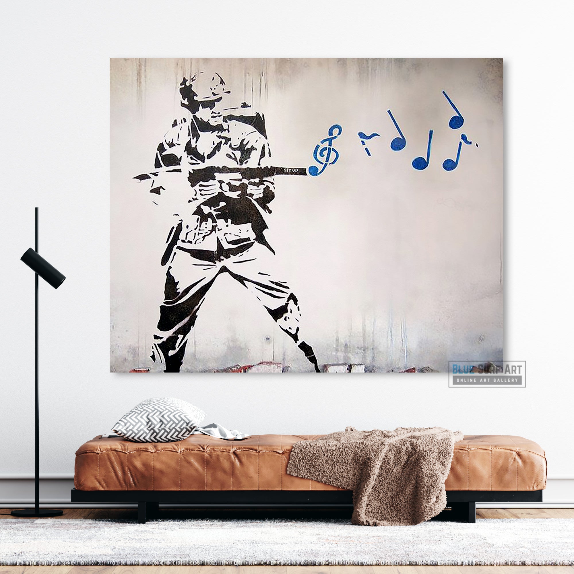 Banksy Music Soldier Street Art Wall Art for Sale Original Handmade Oil on Canvas