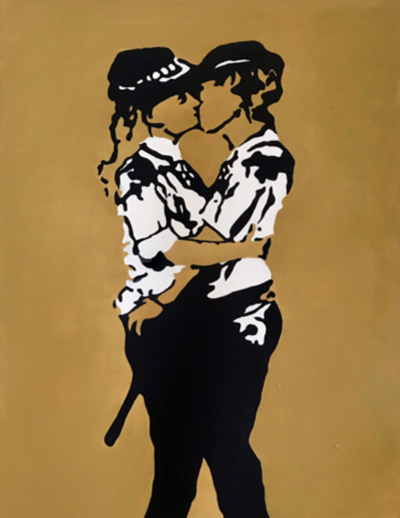 Banksy Police Women Kissing Wall Art, Street Art Painting, Home Art Decor by Blue Surf Art 3