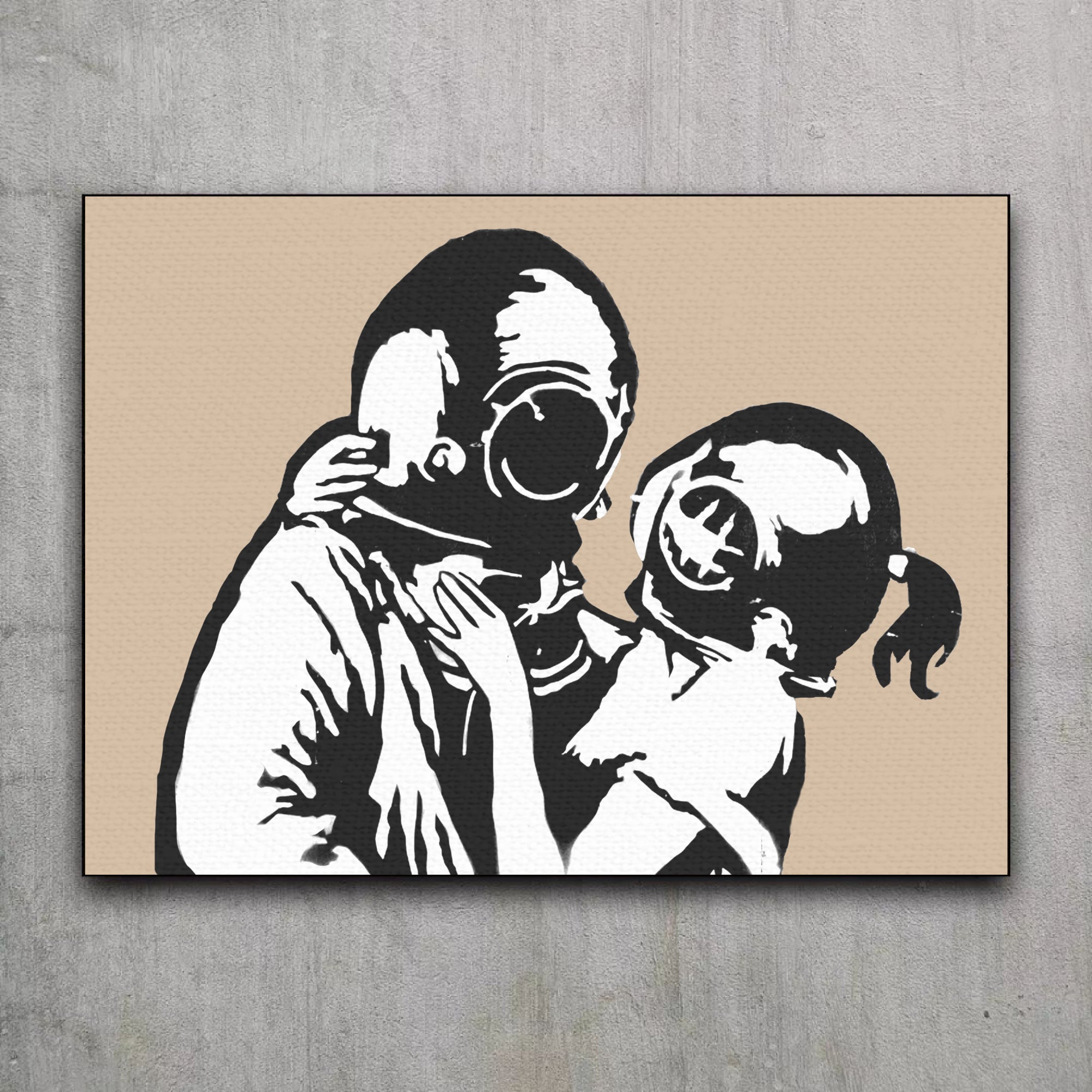 Think Tank Banksy Art, Graffiti Original Handmade Art, street wall art